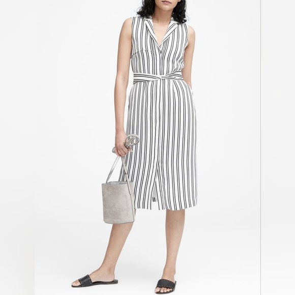 New* sz M Banana Republic long vest wrap dress Linen Blend NWT sz M medium - Picture 10 of 11